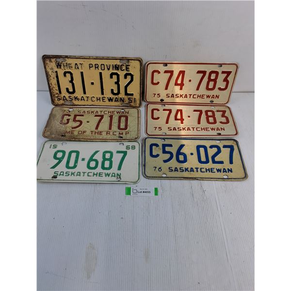 (6) Saskatchewan Plates Featuring 1951 and nice pair of 1975