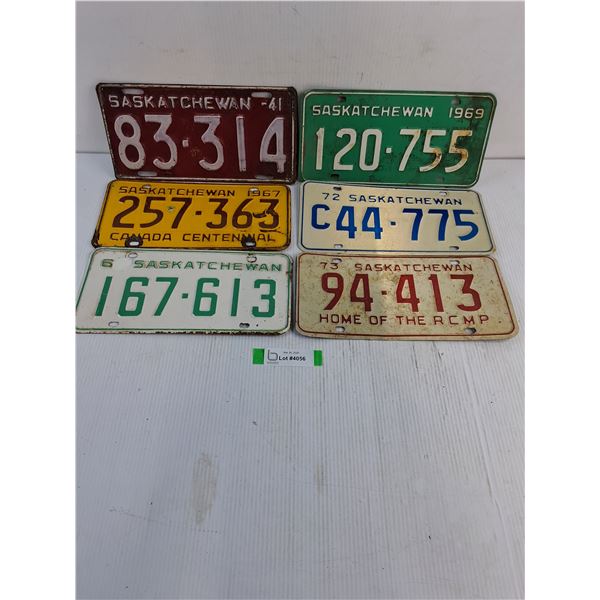 (6) Saskatchewan License Plates Including a 1941