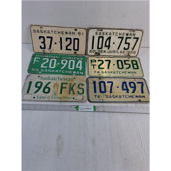 (6) Saskatchewan License Plates-1955,61,65,74,76,present