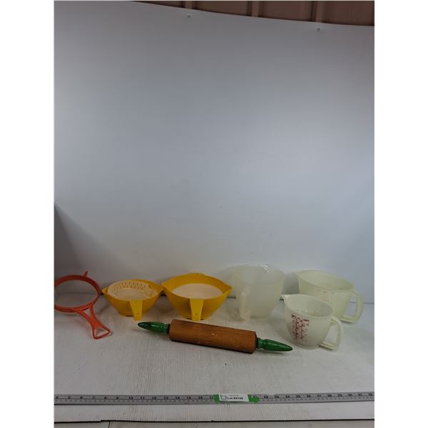 Strainers, Rolling Pins, Plastic Mixing Bowls