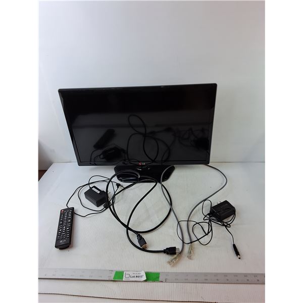 LG Monitor Approx. 21.75" x 15", HDMI Cord, Remote, Misc. As Is - PICK UP ONLY