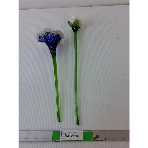 (2) Glass Flower Ornaments Up to 15" - PICK UP