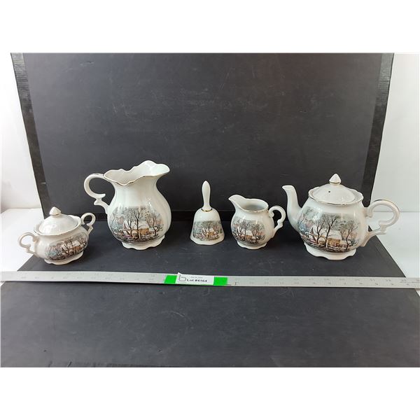 Avon Ceramic Tea Set & Bell