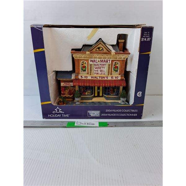 Holiday Time Walmart Walton's Porcelain Village Figurine with Lights 8.5" Tall- Powers On