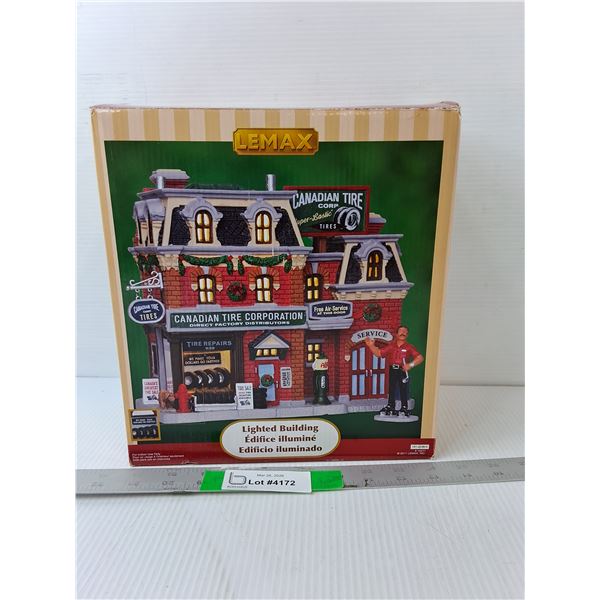 Lemax Canadian Tire Lighted Building 7.5" Tall- Powers On