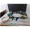 Image 1 : Ceramic Serving Tray 13.75", Glass Bowls Up to 10" Diameter, Lake Style Coaster, Misc.