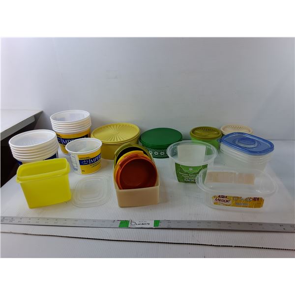 Plastic Storage Containers & Lids- Tupperware, Glad, Margarine, Misc. As Is