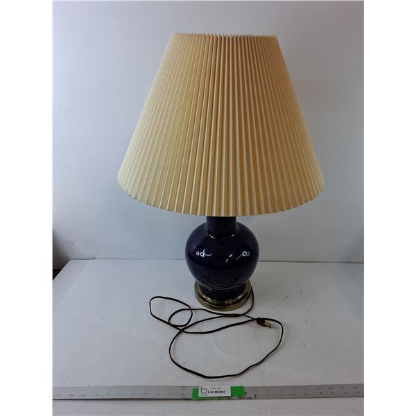 Ceramic Lamp with Pleated Shade 26.5"- Powers On, Cannot Ship