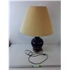 Image 1 : Ceramic Lamp with Pleated Shade 26.5"- Powers On, Cannot Ship