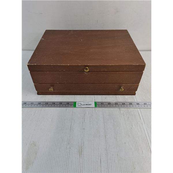 (1) Vintage Silverware Flatware Wood Case-Empty