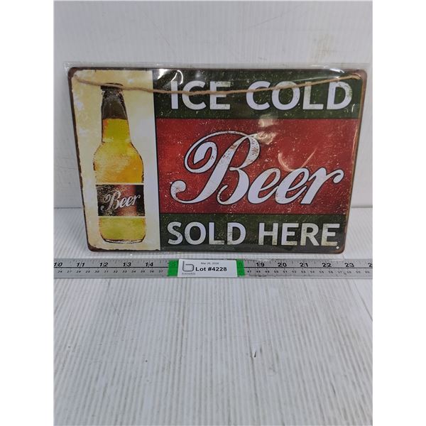 Fantasy Metal Ice Cold Beer Sign