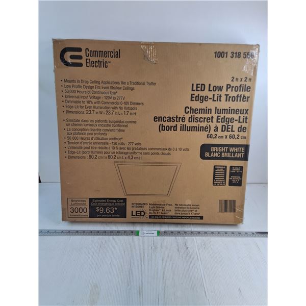Commercial Electric LED Low Profile Edge-Lit Troffer-sealed-unknown if used or new-as is - PU