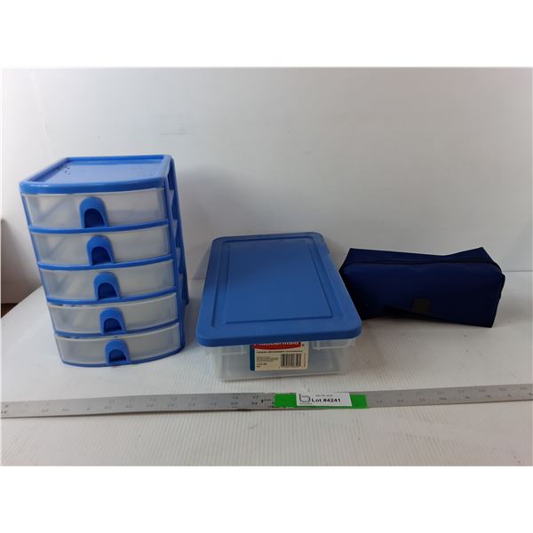 Rubbermaid Storage Box 13.5" x 8.25" x 3.5", Miniature Drawer System 10" Tall & Toiletry Bag