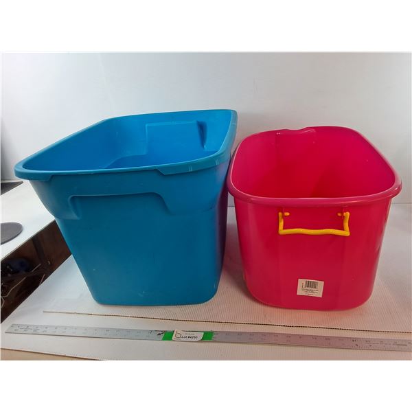 (2) Plastic Storage Totes Up to 23.5" x 17.75" x 15"- Cannot Ship