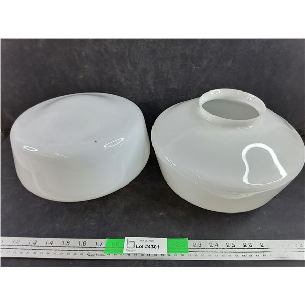 (2) Milk Glass Lamp Shades 7" x 10" - PICK UP