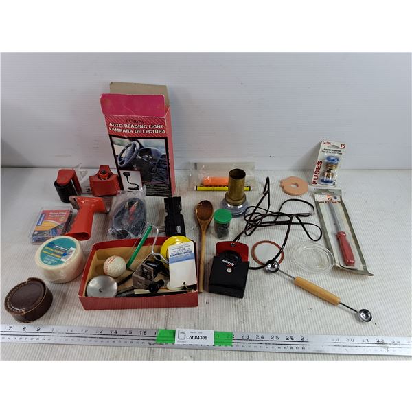 Europa Auto Reading Light, Tape Gun, AA Battery Charger,Drywall Mesh Tape, Misc - As Is