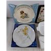 Image 2 : Framed Embroidery Art, (2) Ceramic Plates, Corning Ware Dish, Jewelry Box, Hand Purse