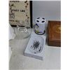 Image 6 : Framed Embroidery Art, (2) Ceramic Plates, Corning Ware Dish, Jewelry Box, Hand Purse