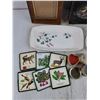 Image 2 : Wood Picture Frame 9" x 6", Royal Brighton Divided Relish Plate w/Servers, Scented Candles, Misc