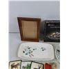 Image 3 : Wood Picture Frame 9" x 6", Royal Brighton Divided Relish Plate w/Servers, Scented Candles, Misc