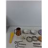 Image 2 : Vintage Copper Coloured Mug, Knives, Bowls, Coaster, Misc