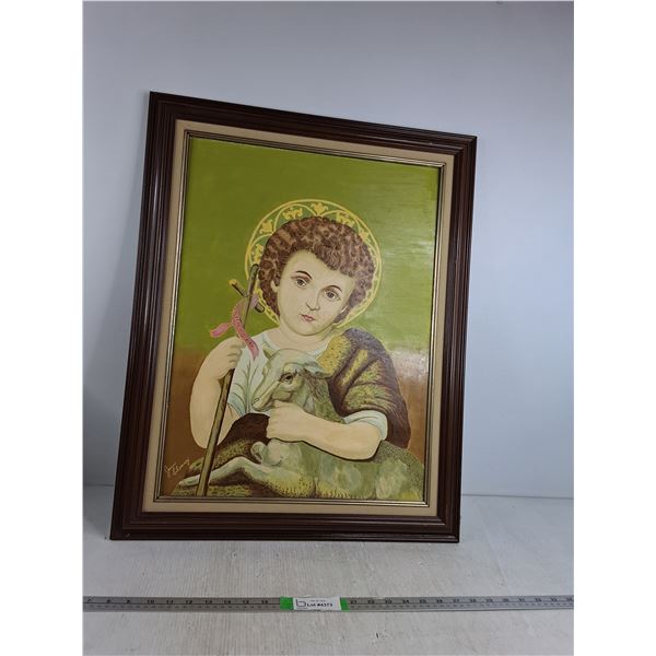 Vintage Framed Religious Artwork 29"x23" ( cannot ship)