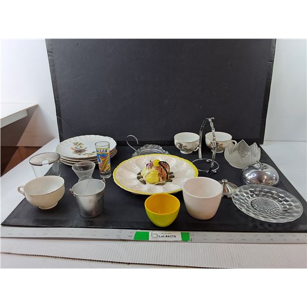 Chick Salt & Pepper Shakers/Egg Plate, Teacups/Plates, Glass Candy Bowl, Misc - PICK UP