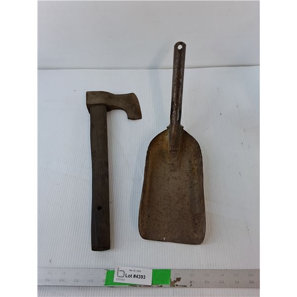 Vintage Fireplace Shovel Head 4.75" Wide & Masakari Axe 15.5"