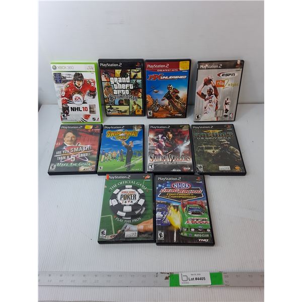Playstation 2 & Xbox 360 Games- MX Unleashed, World Series Poker, Drag Racing, Misc.