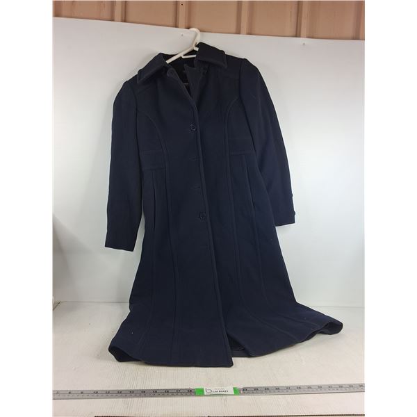 Navy Blue Long Coat Womans Size Small ( as is)