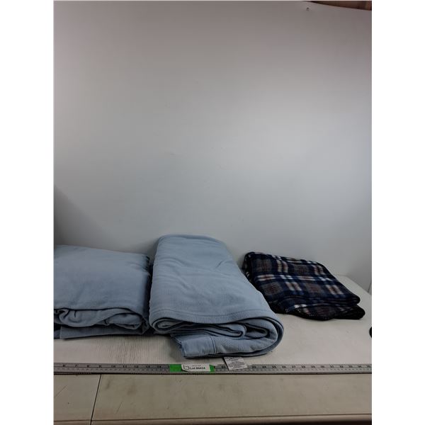 (3) Micro Polyster Blankets- Blue