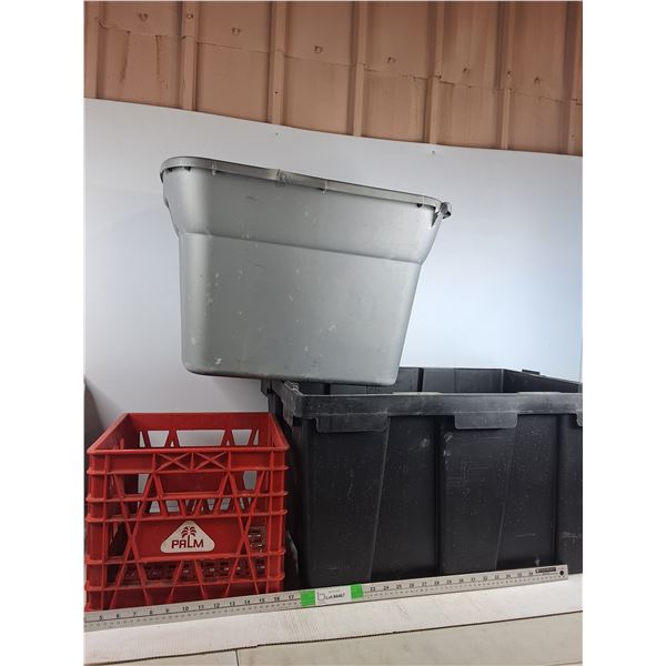 Black Tote (28"x19"x15"), Grey Storage Tote (23"x18"x16"), Milk Crate (13"x13"x11")CANNOT SHIP