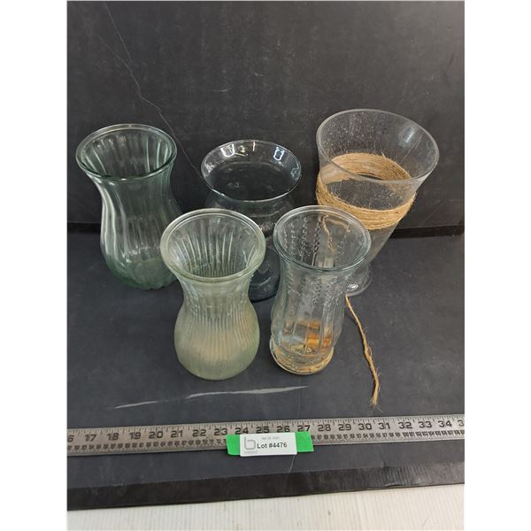 (5) Glass Vases - up to 10" Tall - Pickup Preferred