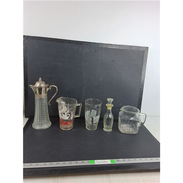 Vintage Italian Claret Jug, Square Pitcher, Glass Pitcher, Misc - PICK UP ONLY