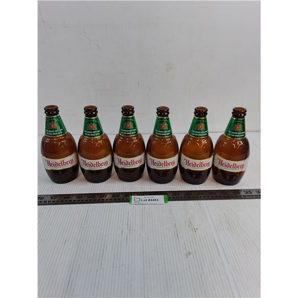 (6) Amber Glass Heidelberg Beer Bottles