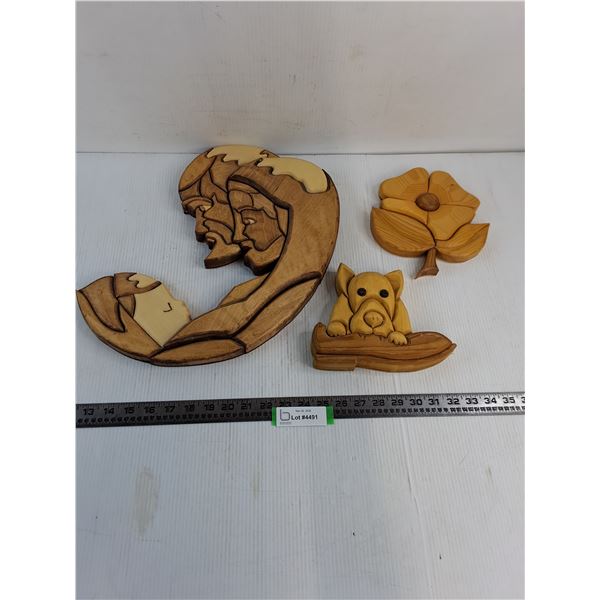 (3) Wooden Jigsaw Wall Decor