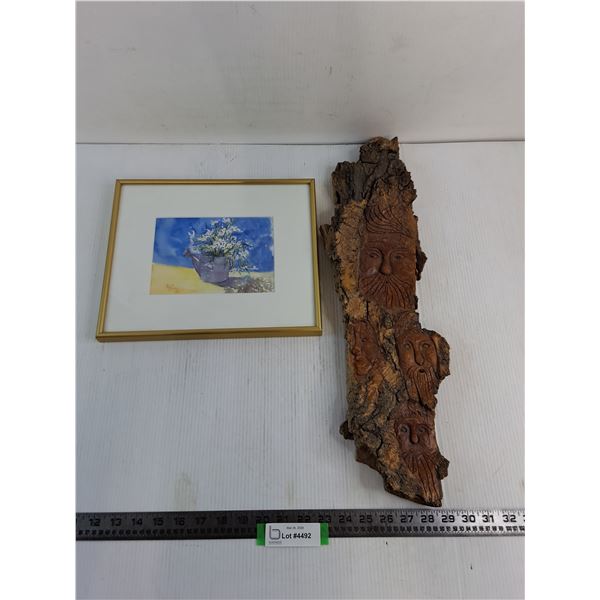 Framed 12" x 10" Print by P.Ross, Tree Bark Wall Decor - 23" Length
