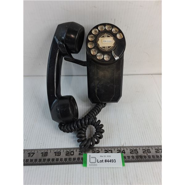 Vintage Wall Mount Rotary Telephone - Untested, As is