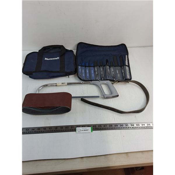 Mastercraft Apron of Ripsaw Blades & Tote, Handsaw, Power Sander Belt, Misc.
