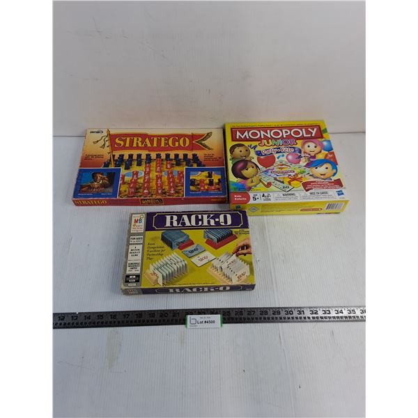 (3) Board Games (Stratego, Monopoly Junior, Rack-O)