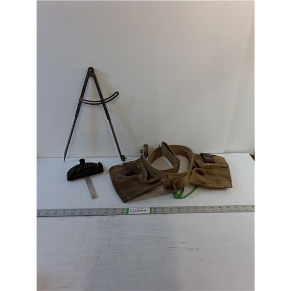 Assorted  - 15" Vintage Compass Divider - Table Saw Miter Gauge  - Tool Belt - As Is