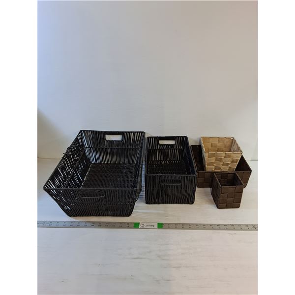 (5) Storage Baskets - (1) Large 12" x 16" (1) Medium 7" x 12" (3) Small