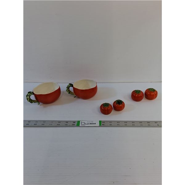 (2) Vintage Holt Howard 1962 'Tomato' Mug (Leaf Saucer Unavailable)