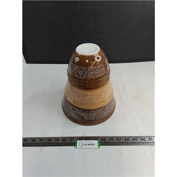 (4) Pyrex "Woodland" Mixing Bowls (2.5L, 1.5L, 750ml, 750ml)