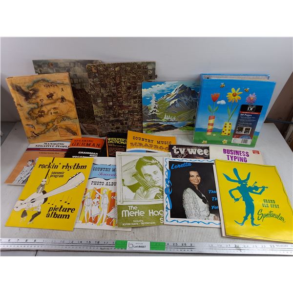Books - Country Music Scrapbook,  Managing Negative People, Websters Dictionary, Album, Misc