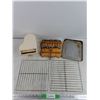Image 1 : Silver Souvenir Spoons w/Display Rack, Piano Style Jewelry Box, Baking Tray 10" x 7", Misc
