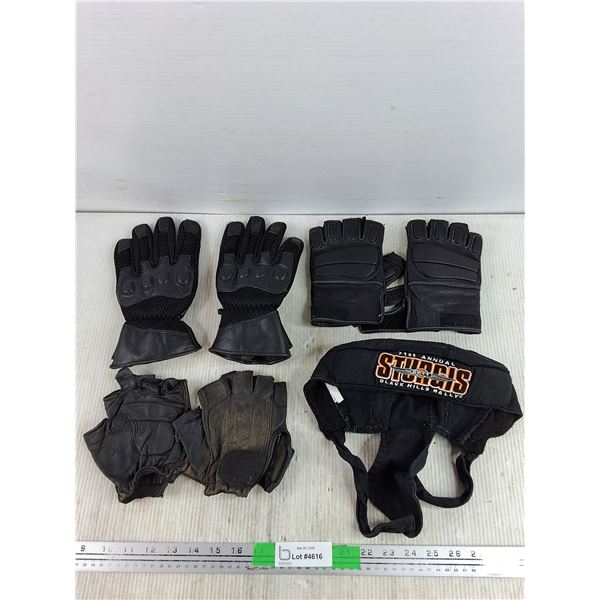 (3)  Pairs of Motorcycle Gloves, Sturgis Black Hills Rally Bandana