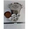 Image 1 : Stew Pot - 12" Diameter x 9" Height, Wooden Trinket Bowl, Corelle Coffee Mugs