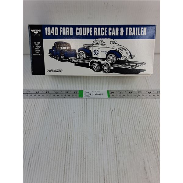 Die-Cast 1940 Ford Coupe Race Car& Trailer (NIB)