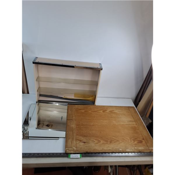 Vintage Medicine Cabinet - 24x17x5", 28.5" x 20.5" Vintage Kitchen Cutting Board - Cannot Ship